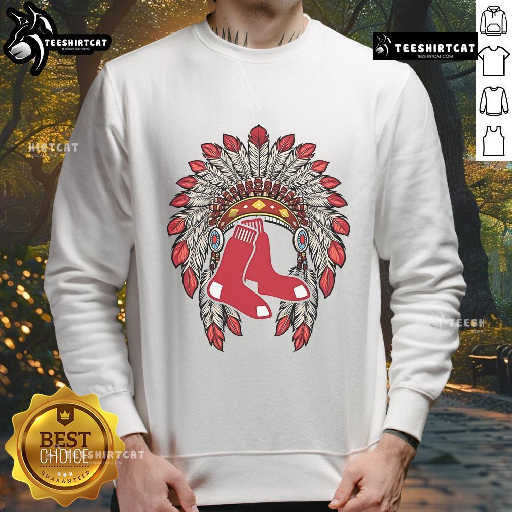 Premium Boston Red Sox Native American logo sweatshirt showcasing team spirit and unique design.