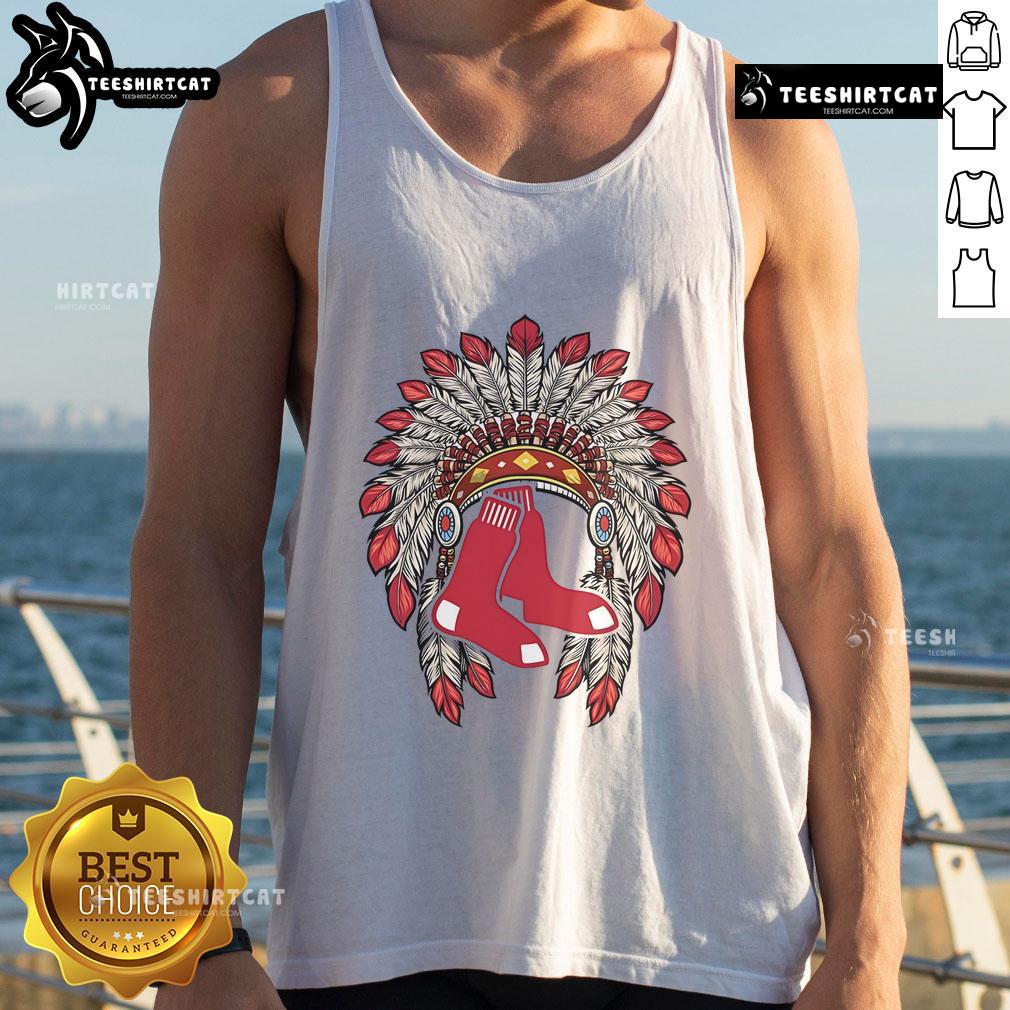 Premium Boston Red Sox Native American Logo Tank Top featuring vibrant colors and unique design for fans.