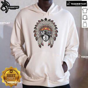 Premium Brooklyn Nets Native American Logo Hoodie featuring a bold graphic design and comfortable fit for fans.