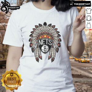 Premium Brooklyn Nets Native American logo ladies tee featuring a stylish design for fans and fashion lovers.