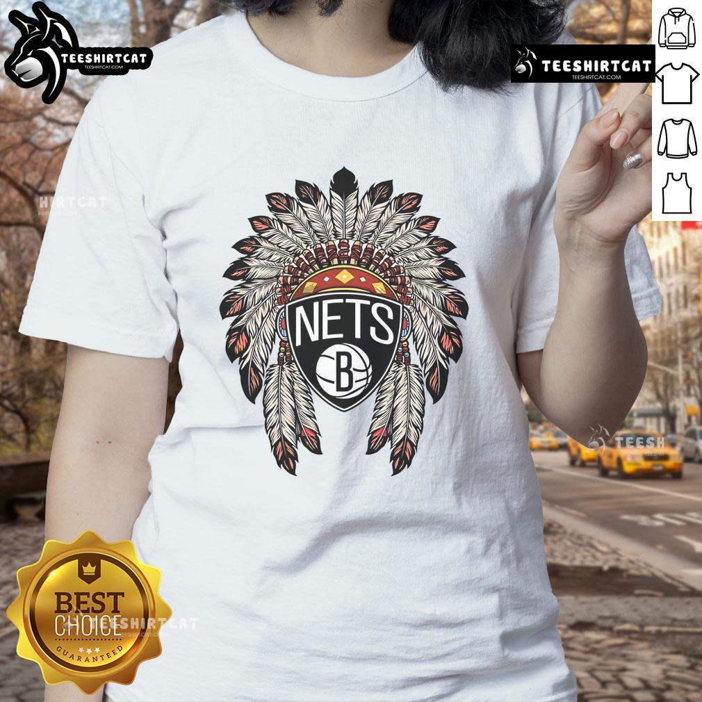 Premium Brooklyn Nets Native American logo ladies tee featuring a stylish design for fans and fashion lovers.