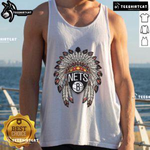Premium Brooklyn Nets Native American logo tank top featuring a stylish design for sports fans.