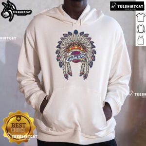 Alt Text: Premium Cleveland Cavaliers Native American Logo Hoodie featuring vibrant colors and a comfortable fit for fans.