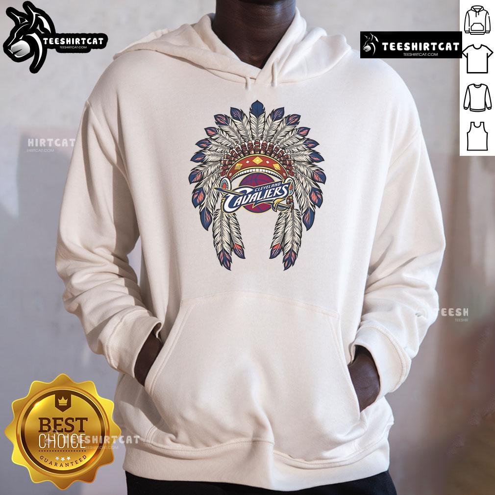 Alt Text: Premium Cleveland Cavaliers Native American Logo Hoodie featuring vibrant colors and a comfortable fit for fans.