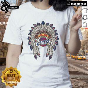 Premium Cleveland Cavaliers Native American logo ladies tee, featuring vibrant colors and stylish design for fans.