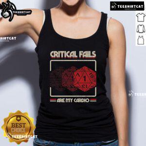 Premium 'Critical Fails Are My Cardio' tank top, perfect for fitness lovers who embrace humor in their workout gear.