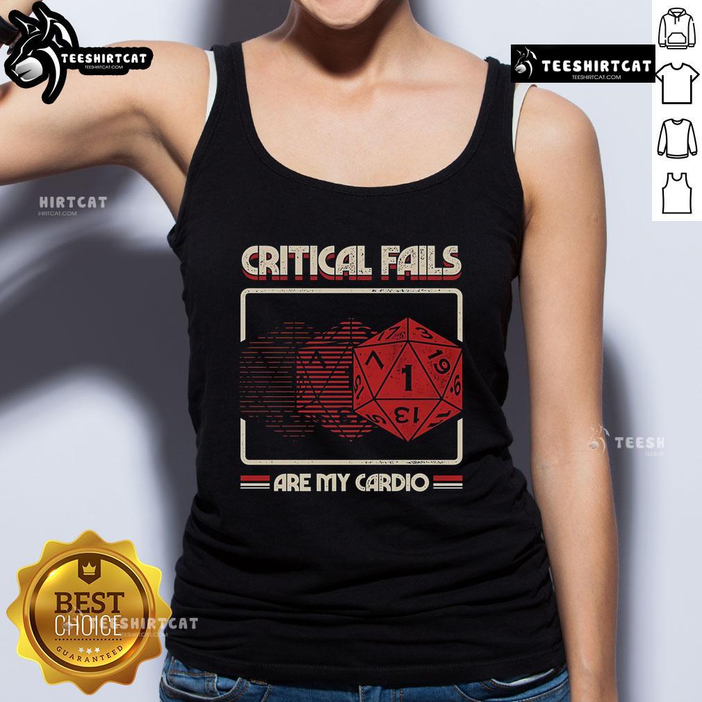 Premium 'Critical Fails Are My Cardio' tank top, perfect for fitness lovers who embrace humor in their workout gear.