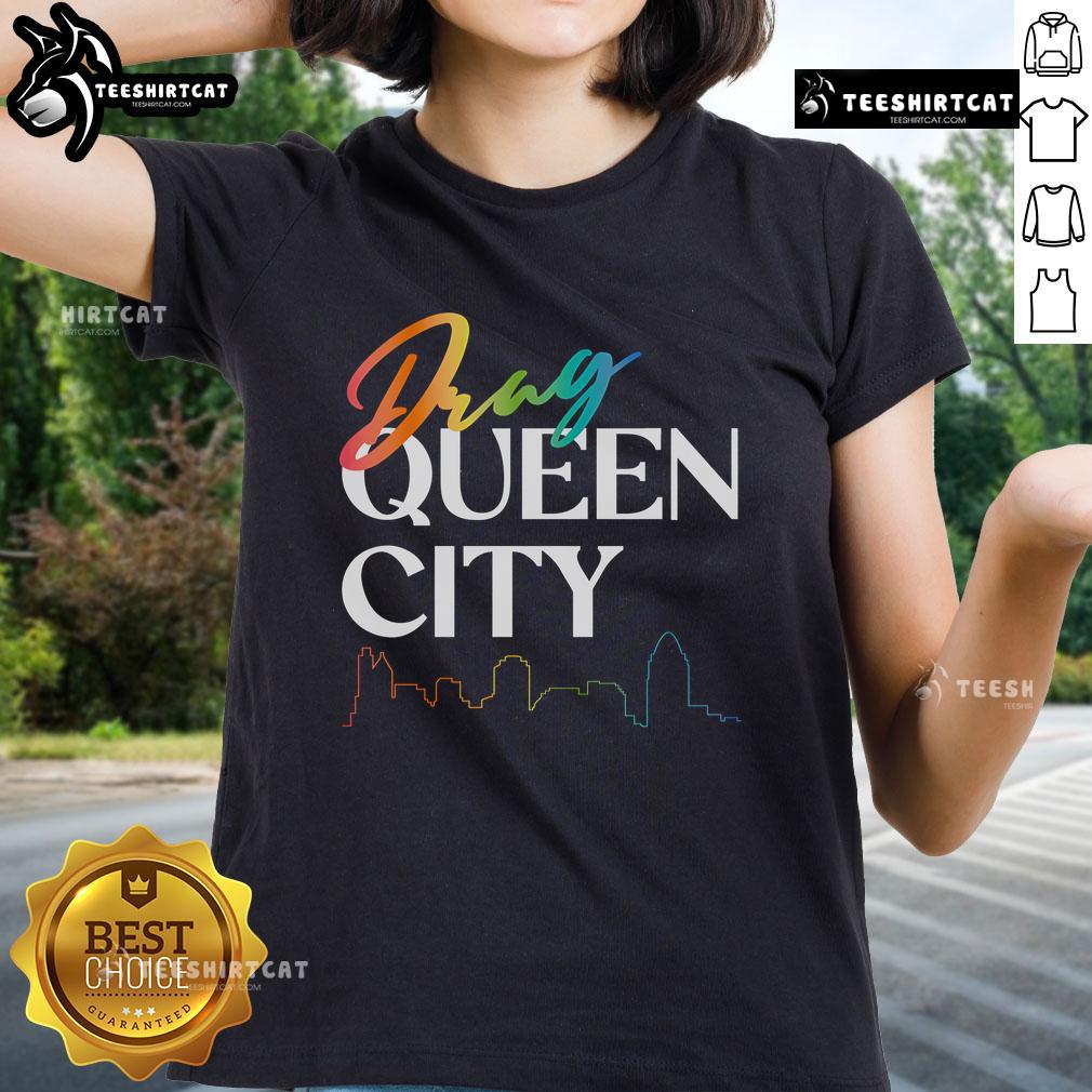 Premium Drag Queen City Ladies Tee featuring vibrant colors and stylish design, perfect for bold fashion statements.