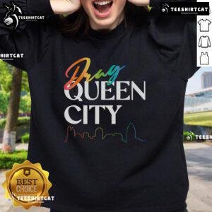 Premium Drag Queen City Sweatshirt featuring vibrant colors and bold graphics, perfect for stylish LGBTQ+ fashion.