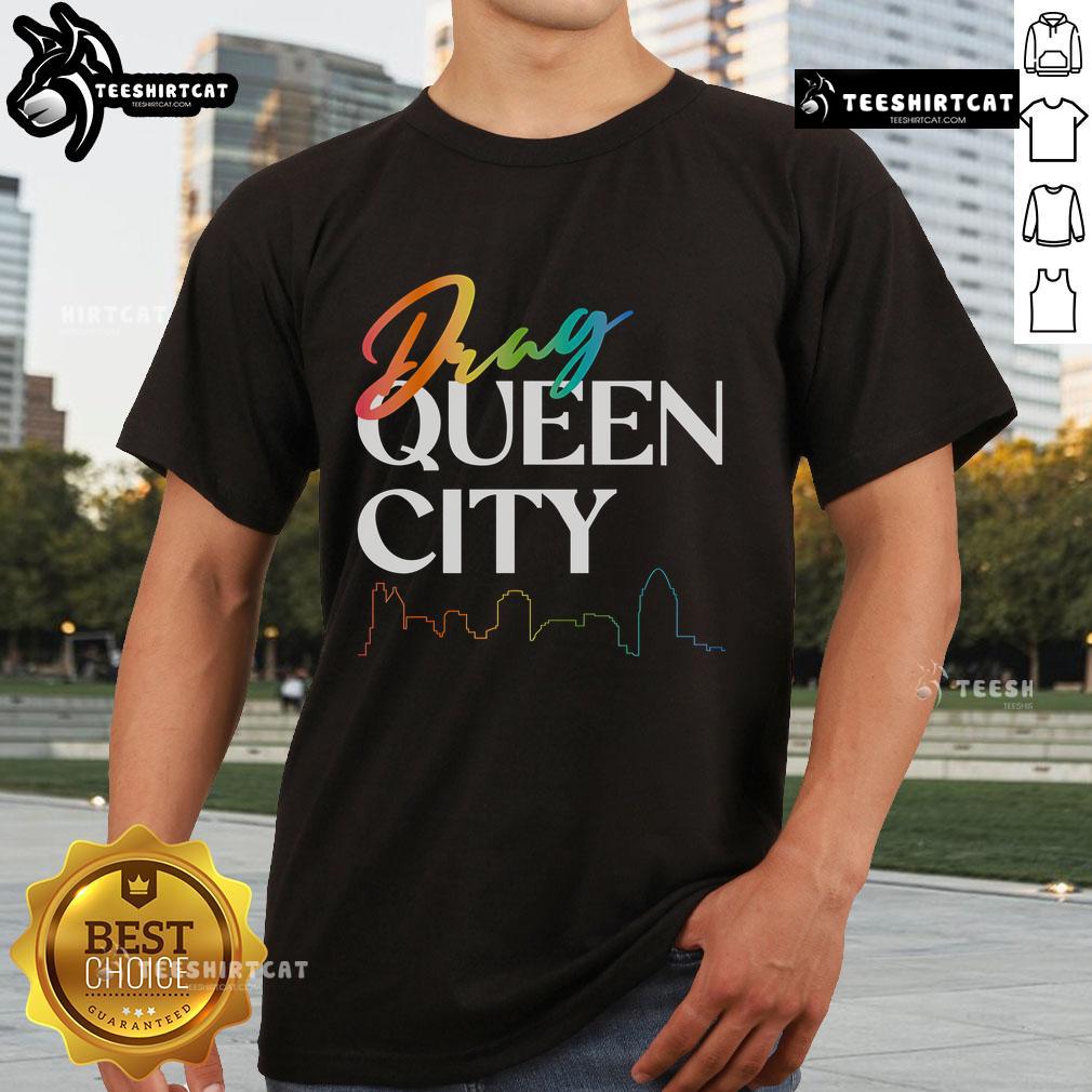 Premium Drag Queen City T-Shirt featuring vibrant colors and stylish design, perfect for drag enthusiasts and fashion lovers.
