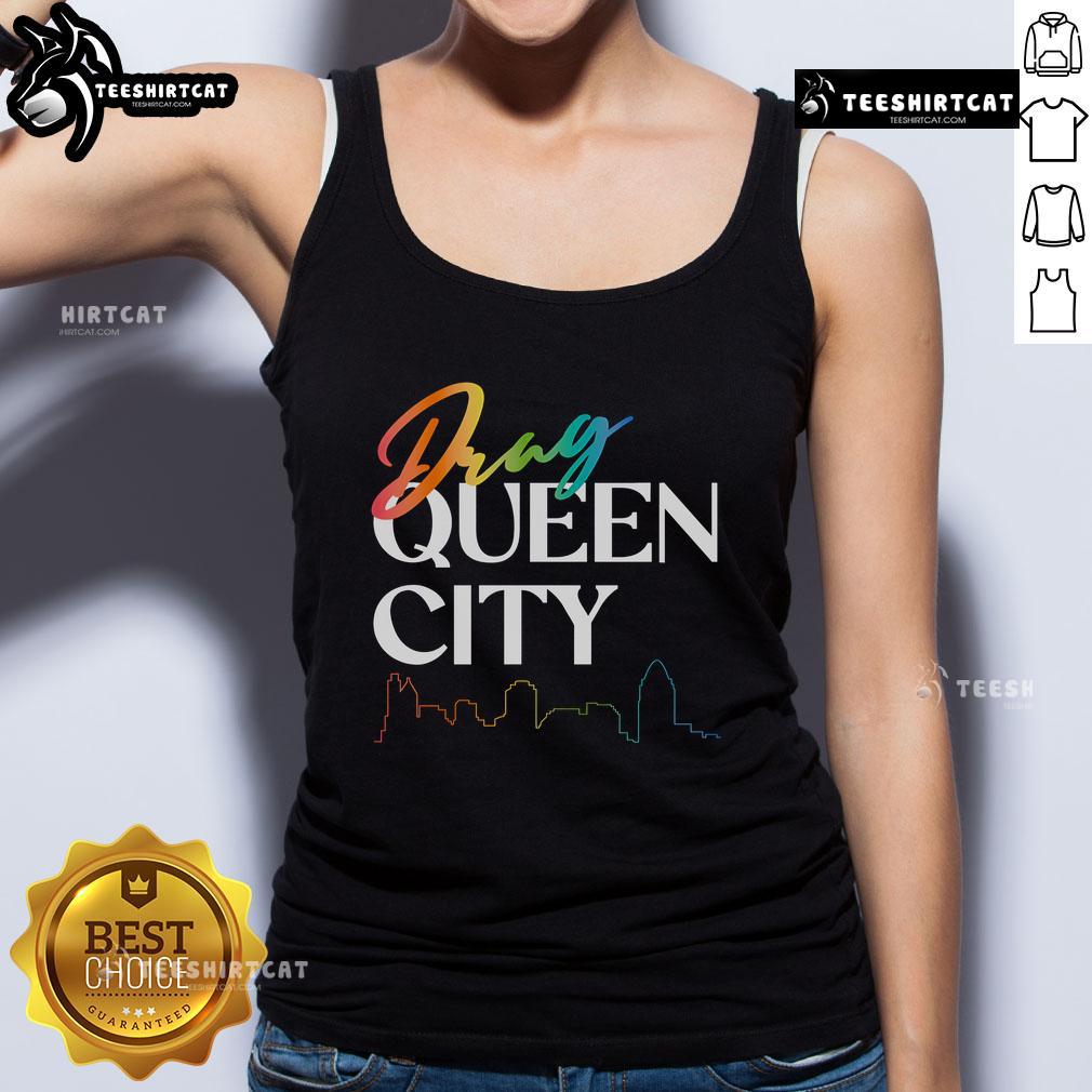 Stylish Premium Drag Queen City Tank Top featuring vibrant colors and bold graphic design, perfect for LGBTQ+ pride events.
