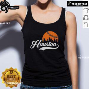 Premium Houston City Baseball Skyline Tank Top featuring a vibrant cityscape design for sports fans and fashion lovers.