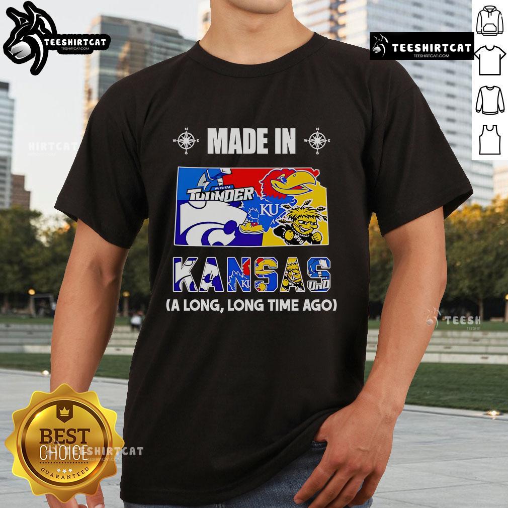 Premium Made In Kansas A Long Long Time Ago T-Shirt featuring vintage design and soft fabric, perfect for Kansas pride.