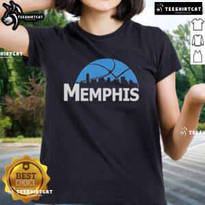 Premium Memphis Grizzlies cityscape skyline style 2025 ladies tee featuring vibrant graphics and a stylish fit.