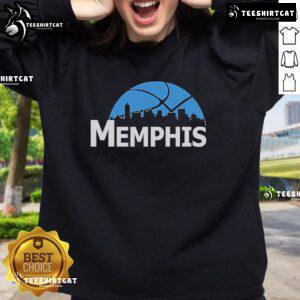 Alt Text: Premium Memphis Grizzlies cityscape skyline style 2025 sweatshirt showcasing vibrant team colors and urban design.