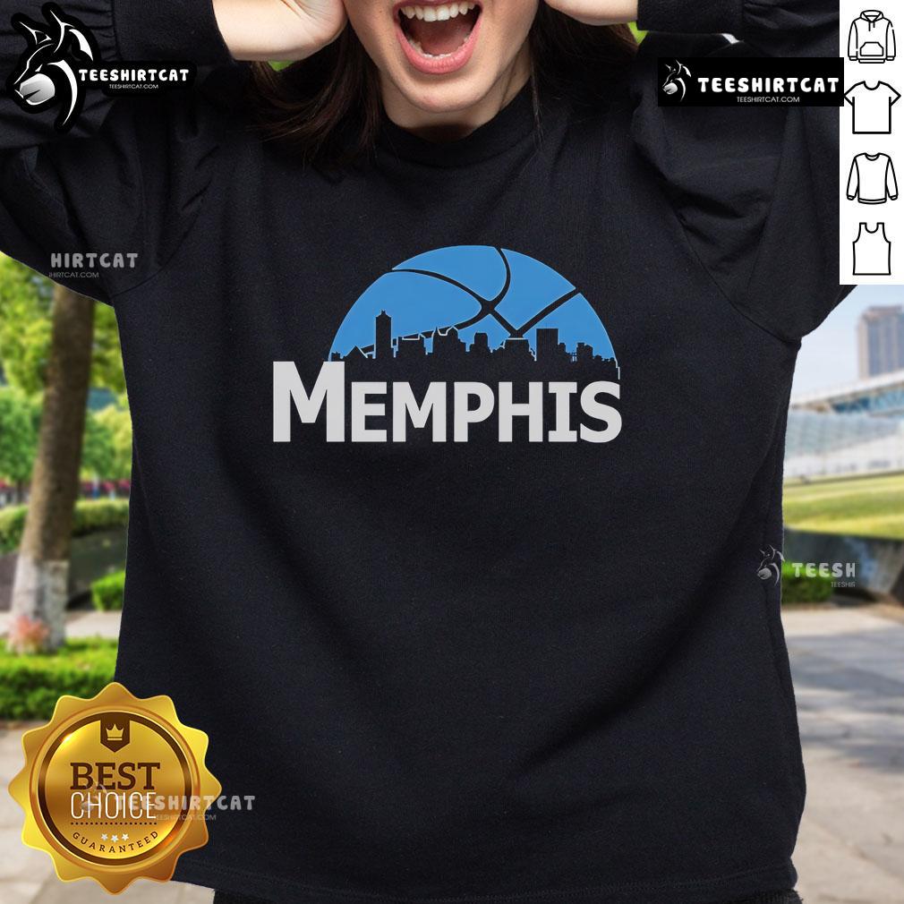 Alt Text: Premium Memphis Grizzlies cityscape skyline style 2025 sweatshirt showcasing vibrant team colors and urban design.