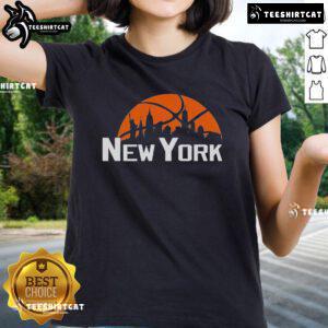Alt Text: Premium New York Cityscape Skyline Ladies Tee showcasing iconic skyline design, perfect for city lovers and fashion enthusiasts.