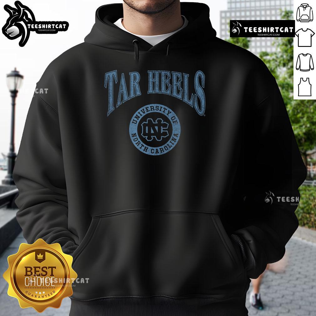 Alt Text: Premium North Carolina Tar Heels arched logo hoodie in a stylish slub fabric, perfect for fans and casual wear.
