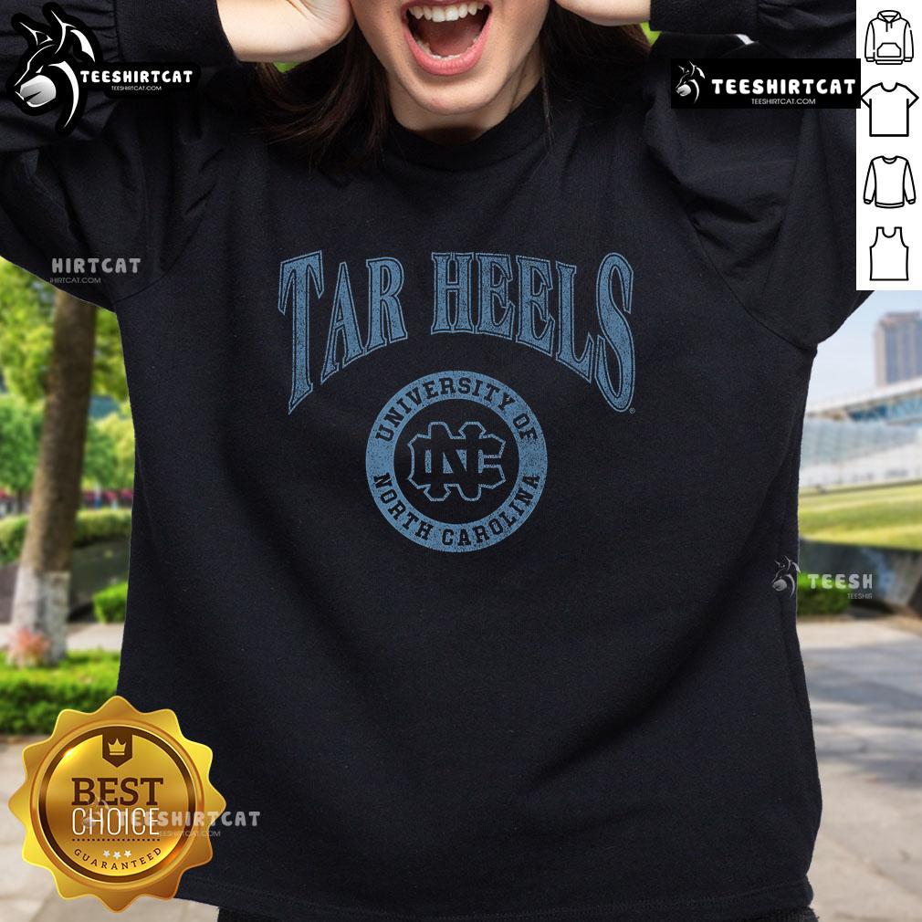 Premium North Carolina Tar Heels arched logo sweatshirt featuring a comfortable slub fabric design.