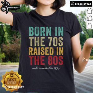 Premium Raised in the 80s Vintage Ladies Tee featuring retro graphics and a stylish fit for nostalgic fashion lovers.