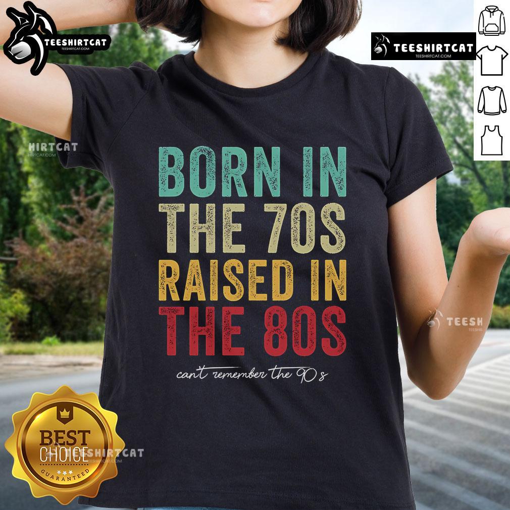 Premium Raised in the 80s Vintage Ladies Tee featuring retro graphics and a stylish fit for nostalgic fashion lovers.