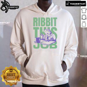 Premium Ribbit This Job Frog Hoodie featuring a playful frog design, perfect for casual wear and frog lovers.