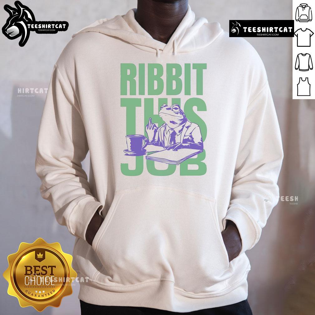 Premium Ribbit This Job Frog Hoodie featuring a playful frog design, perfect for casual wear and frog lovers.