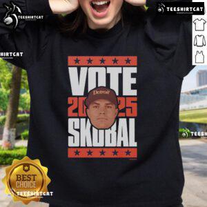 Premium Tarik Skubal 2025 Vote Sweatshirt in black, featuring bold graphics for baseball fans and stylish political support.