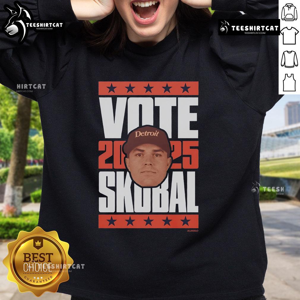 Premium Tarik Skubal 2025 Vote Sweatshirt in black, featuring bold graphics for baseball fans and stylish political support.