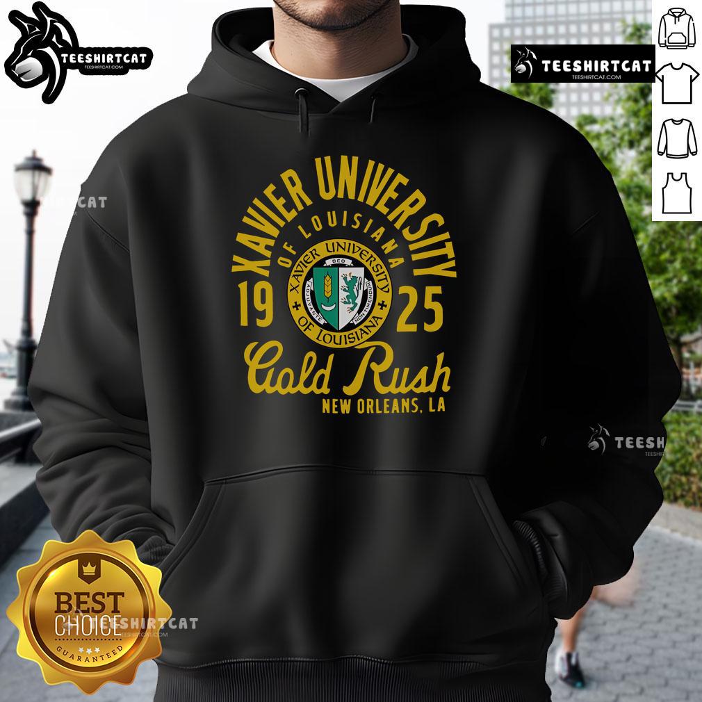 Premium Xavier University of Louisiana Gold Rush hoodie from 1925, showcasing vintage style and school pride in New Orleans.