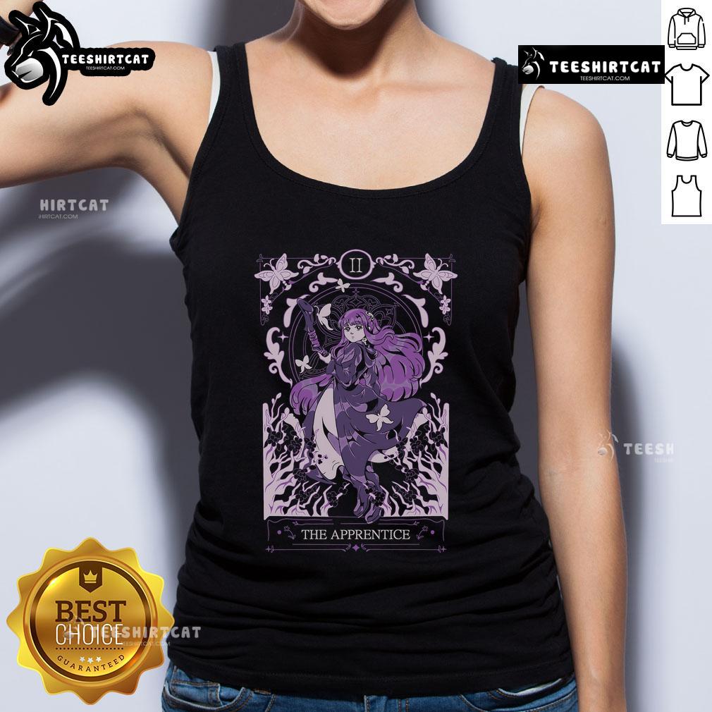 Pretty Fern tank top featuring 'The Apprentice: Freiren Beyond Journey's End' design, perfect for anime fans.