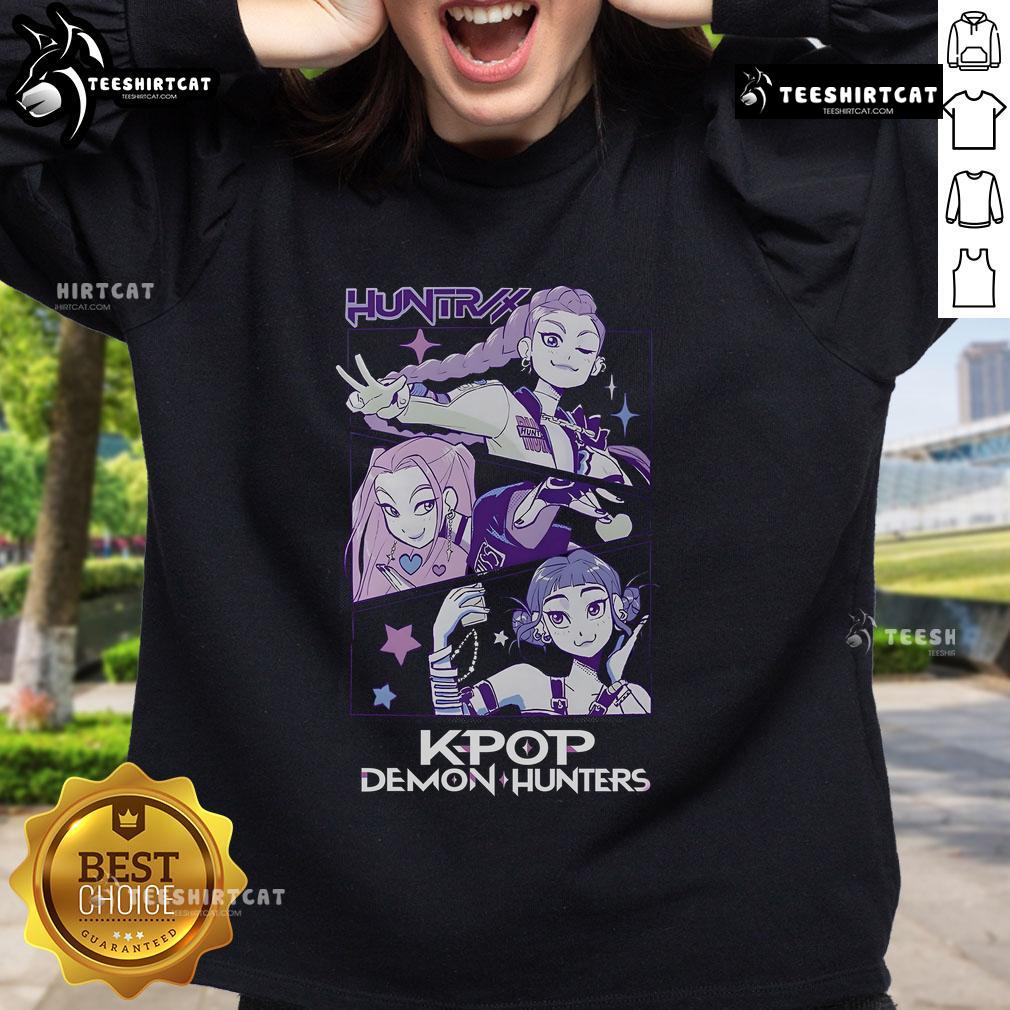Stylish Pretty Kpop Demon Hunters Huntrix Sweatshirt featuring vibrant colors and unique design for fans.