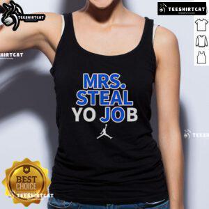 Lexie Hull wearing a 'Mrs. Steal Yo Job' tank top, showcasing a stylish and trendy casual look.