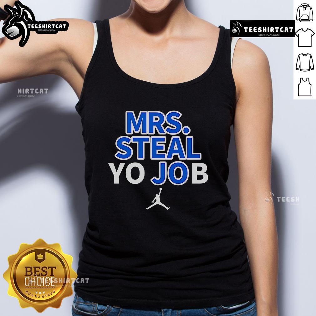 Lexie Hull wearing a 'Mrs. Steal Yo Job' tank top, showcasing a stylish and trendy casual look.