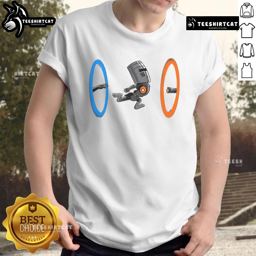 Funny False Portal T-Shirt featuring a whimsical design with a playful illusion of a portal, perfect for gamers and humor lovers.