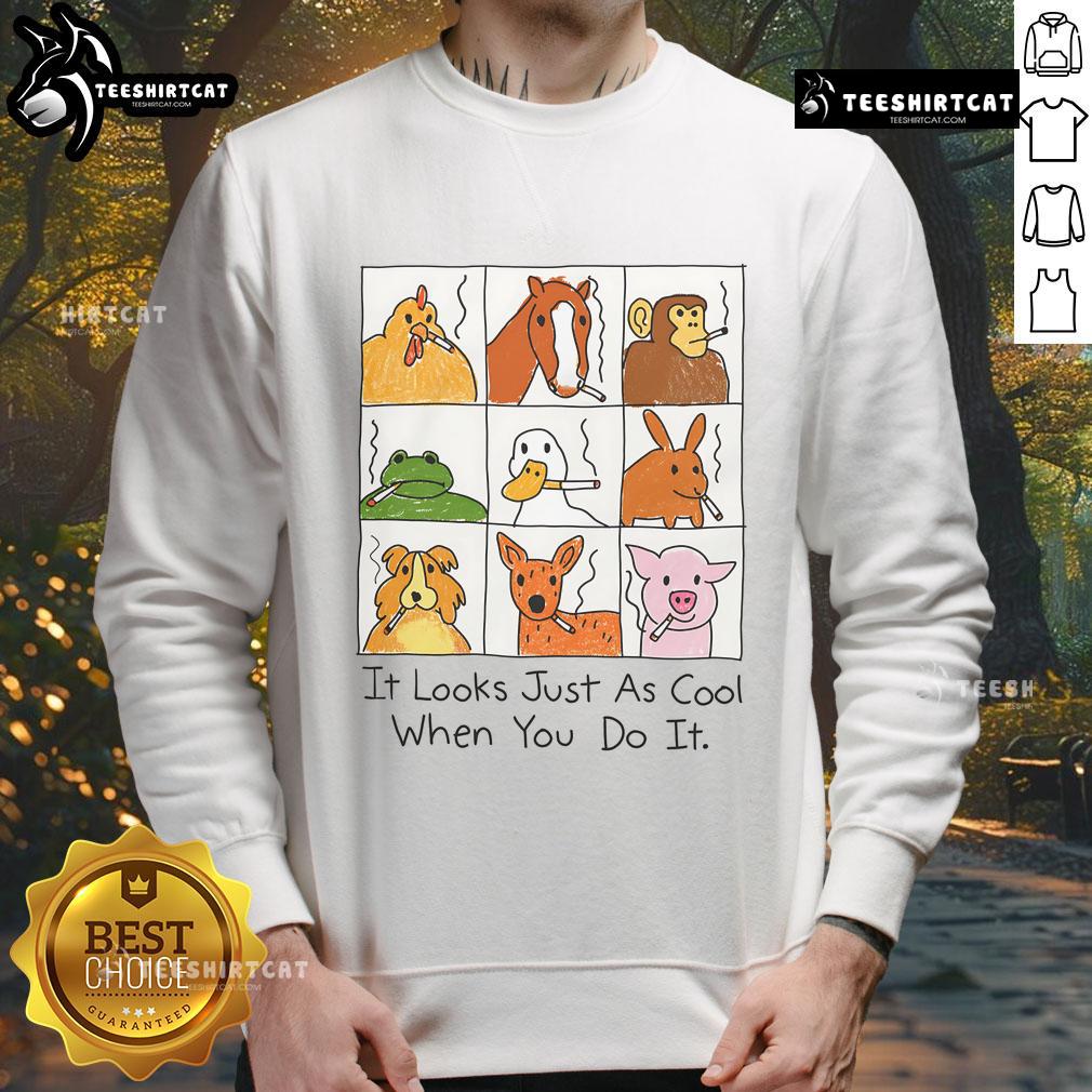 Funny animal smoking sweatshirt design showcasing a cool cartoon animal enjoying a smoke, perfect for quirky fashion lovers.