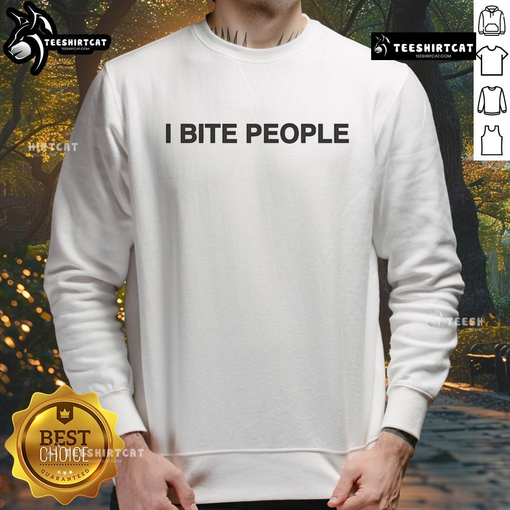 Funny Tamir Omari I Bite People Sweatshirt featuring playful graphic design, perfect for humor lovers and casual wear.