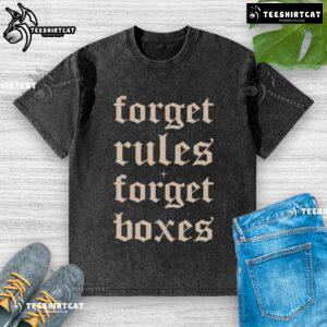 Alt Text: Good Forget Rules Forget Boxes washed t-shirt featuring a trendy design in soft fabric, perfect for casual wear.