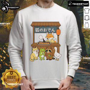 Cute Japanese style sweatshirt featuring a playful fox design from Good Fox Oden Shop, perfect for cozy outfits.
