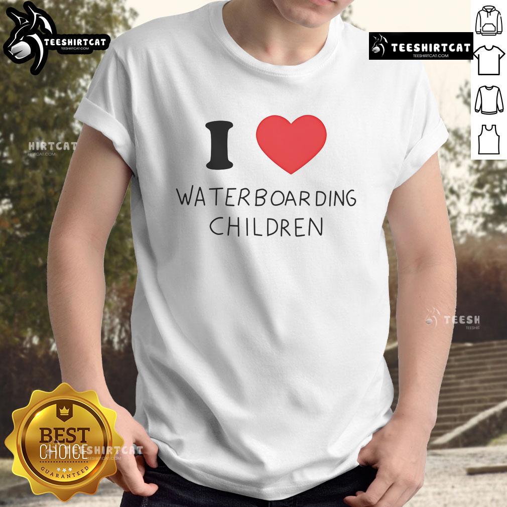 Good I Love Waterboarding Children T-Shirt design featuring bold, playful typography on a casual shirt.