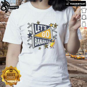 Good Lets Go Banana Baseball Ladies Tee featuring a fun banana graphic and sporty design for women who love baseball.