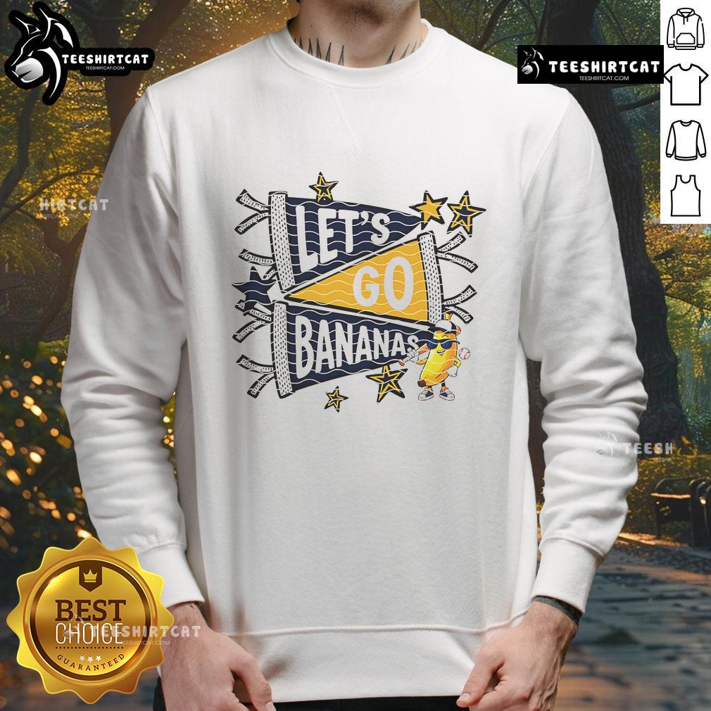Good Let's Go Banana Baseball Sweatshirt featuring a vibrant banana graphic, perfect for sports fans and casual wear.