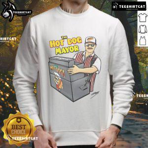 Good Mike the Hot Dog Mayor sweatshirt featuring a fun design, perfect for fans of quirky apparel and hot dog lovers.