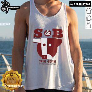 Good S and B Swine and Bovine tank top featuring a playful udderly delicious design for animal lovers.