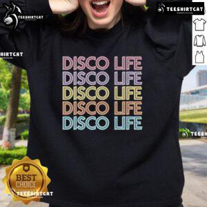 Alt Text: Good Say She She Disco Life Repeat Sweatshirt featuring vibrant colors and a trendy design for casual wear.