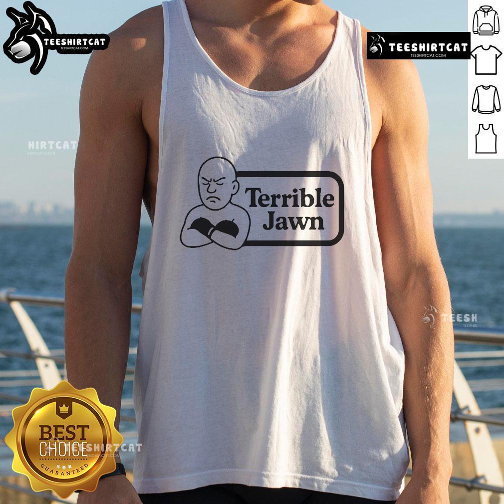 Good Terrible Jawn Tank Top featuring a bold graphic design, perfect for casual summer outfits and streetwear style.