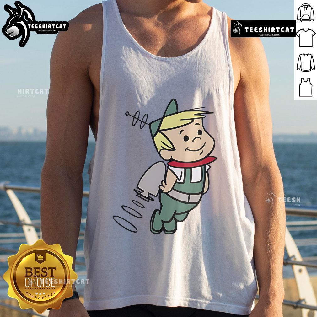 Alt Text: Elroy Jetson cartoon tank top featuring colorful graphics from The Jetsons series, perfect for fans of retro animation.