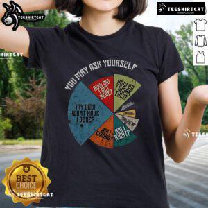 Vintage ladies tee with 'My God, What Have I Done?' design, perfect for casual wear and expressing deep thoughts.