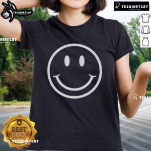 Happy The Institute Luke Ellis Smiley Face Ladies Tee featuring a cheerful design perfect for casual wear.