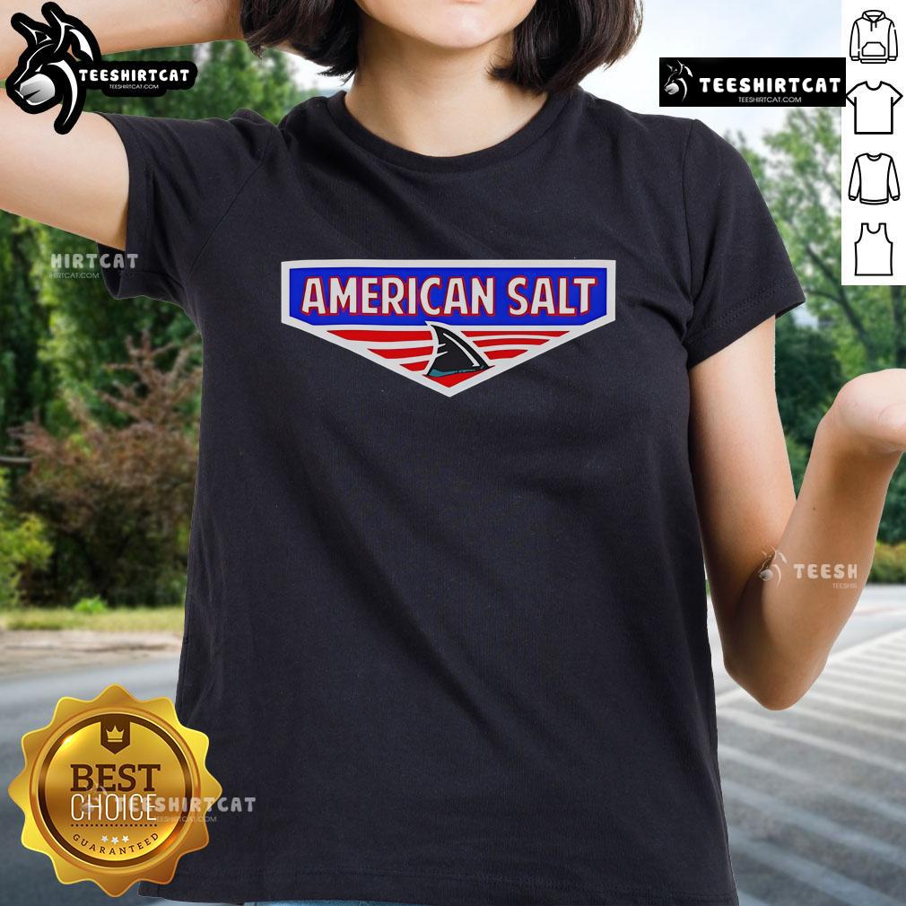 Nice American Salt logo on a stylish ladies tee, featuring a modern design perfect for casual wear.